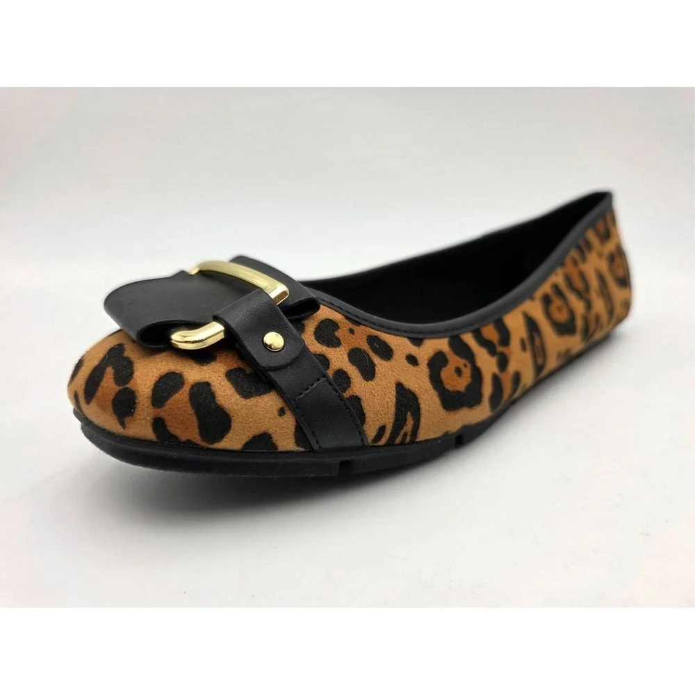 Christian Siriano for Payless Size 8 Ballet Slipper Flats Leopard Print W Buckle